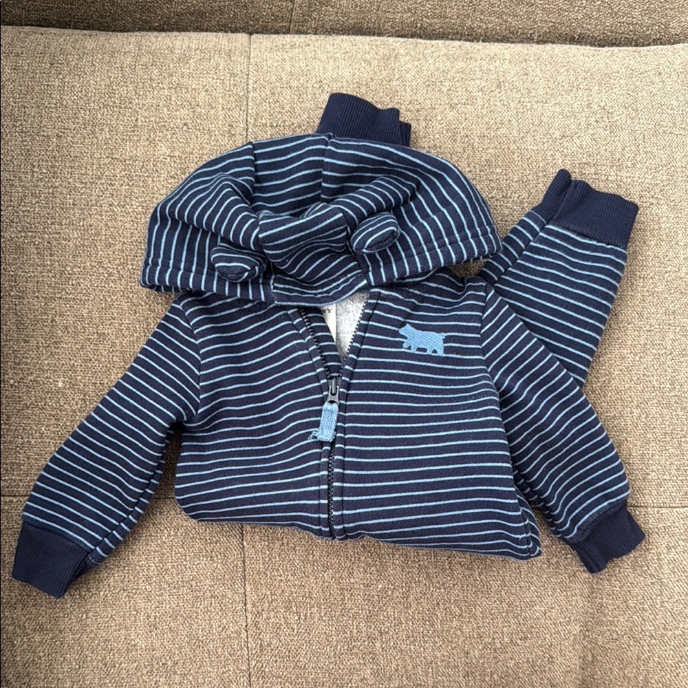 Carter's Navy and Light Blue Striped Baby Outfit